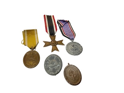 Lot 793 - Second World War Nazi War Merit Cross (without swords), together with a Nazi sound badge and three other Nazi medals (5)