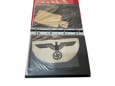 Lot 805 - Collection of Nazi German arm bands and cloth uniform badges (originals and reproductions noted, together with some Nazi era ephemera (1 album).