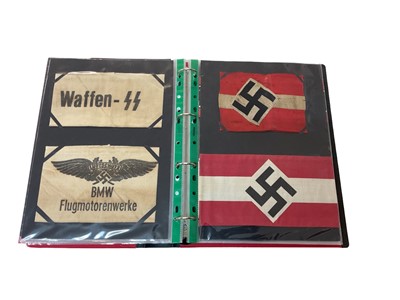 Lot 805 - Collection of Nazi German arm bands and cloth uniform badges (originals and reproductions noted, together with some Nazi era ephemera (1 album).