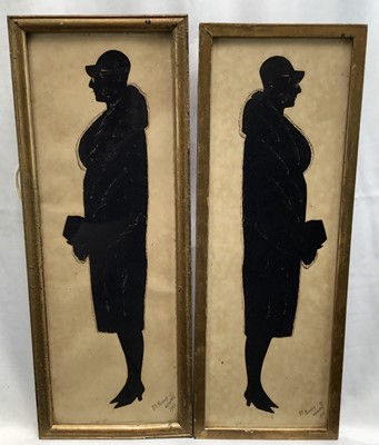 Lot 113 - Peggy Newall, pair of papercut silhouettes, signed and dated 1930