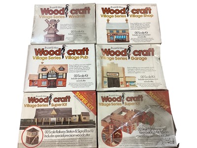 Lot 2017 - Bryant & May Woodcraft Village Series Buildings Kits including Pub No.6 (x2), Shop No.2 (x2), Windmill No.5, Garage No.3 & Super Kits Railway Station & Farm & Buildings, plus other modelling items...