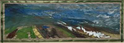 Lot 223 - Contemporary, East Anglian School, watercolour - Felixstowe, indistinctly monogrammed, inscribed, 10cm x 31cm, in glazed gilt frame