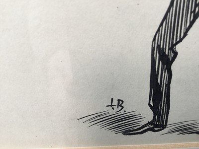 Lot 54 - Lewis Baumer (1870-1963) pen and ink illustration - "You cut our dance!", dated verso 1913, initialled, 15cm x 23cm, in glazed frame