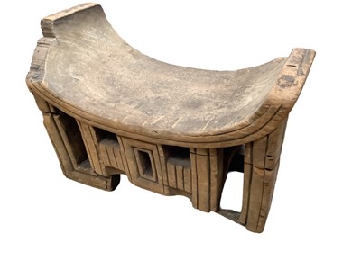 Lot 2623 - 19th century African Ashanti stool, with incised date to base A.D. 1870, 41.5cm in length.