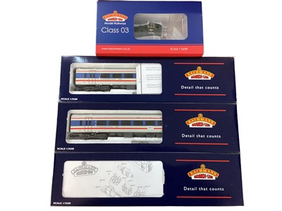 Lot 2025 - Bachmann OO Gauge 3 Car DMU Stage Coach No.31-512, BR Green Early Emblem Class 03 diesel shunter D2016 No.31-366, plus rolling stock, DJ Models BR Blue Class 71 'HA" Electric Locomotive E5013 No.OO...