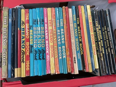 Lot 1754 - The Beano Book, 1954, together with 14 further Beano Books (1966-1969 and 1970-1979), two Dennis the Menace books and 15 Beezer books (1958-1971). (31)