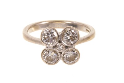 Lot 546 - 18ct white gold diamond quatrefoil ring, estimated carat weight approximately 1.4ct.