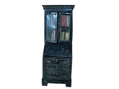 Lot 1979 - Miniature dolls house bureau bookcase, miniature book trough and collection of miniature books