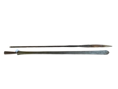 Lot 989 - Old African double ended lion spear