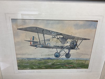 Lot 740 - S. T. Gleed- watercolour study of a Armstrong Whitworth Atlas, signed and dated 1967, mounted in a glazed frame, image 42 x 29cm