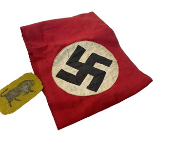 Lot 741 - 1930's Nazi party members arm band together with a small group of cloth military badges.