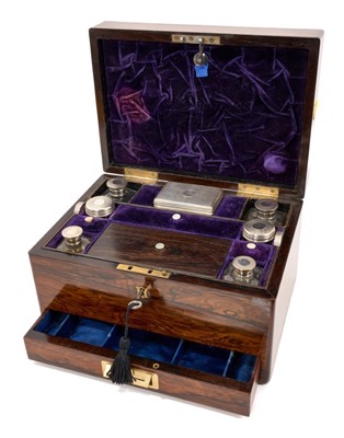 Lot 763 - Good quality early Victorian rosewood jewellery and toiletry