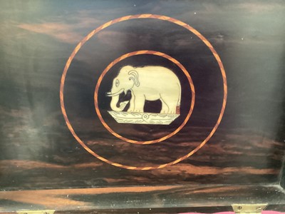 Lot 751 - Mid 19th century Ceylonese coromandel work box with ivory inlaid decoration to the interior