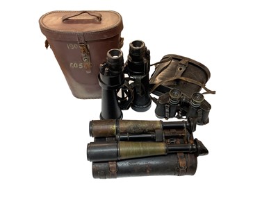 Lot 807 - Pair of Second World War British military binoculars by Barr & Stroud, together with two other pairs of binoculars (3)