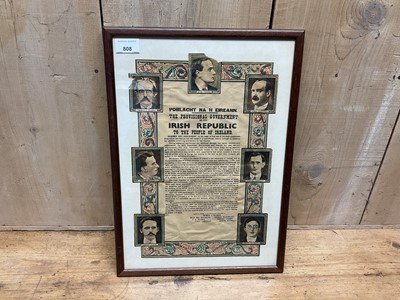 Lot 808 - The Provisional Government of the Irish to the people of Ireland document, mounted in glazed frame.