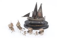 Lot 207 - Continental Silverer model of a fishing boat,...