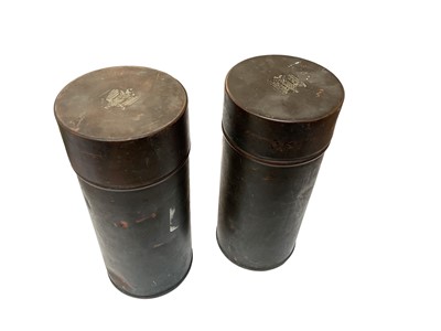 Lot 814 - Two Second World War Nazi German Wehrmacht cylindrical tins, bearing decals to lids (2).