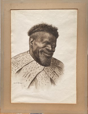 Lot 33 - Gerard Bhengu, watercolour portrait of a chieftain