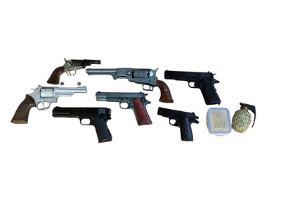 Lot 1014 - Collection replica pistols and BB guns some with holsters