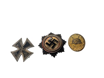 Lot 820 - Second World War Nazi German Iron Cross (First Class), a one part construction, together with a Nazi German The German Cross in Silver by G. Brehmer, probably an early post war copy and a replica N...