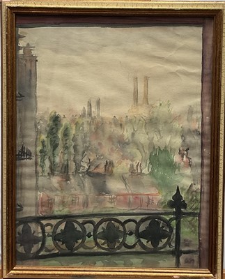 Lot 31 - English School, watercolour of Battersea Power Station, dated 1939