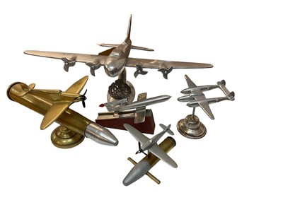 Lot 831 - Group of five Second World War period models of aircraft including a Spitfire mounted on a shell case and V1 flying bomb (1 box).