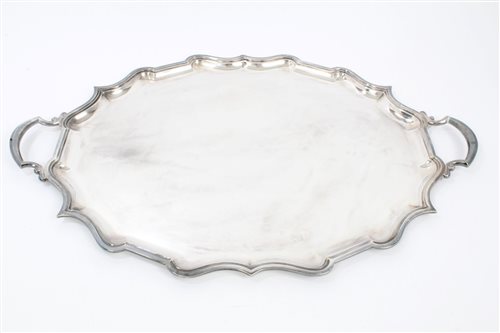 Lot 215 - Large Elkington Plate two-handled tray of...