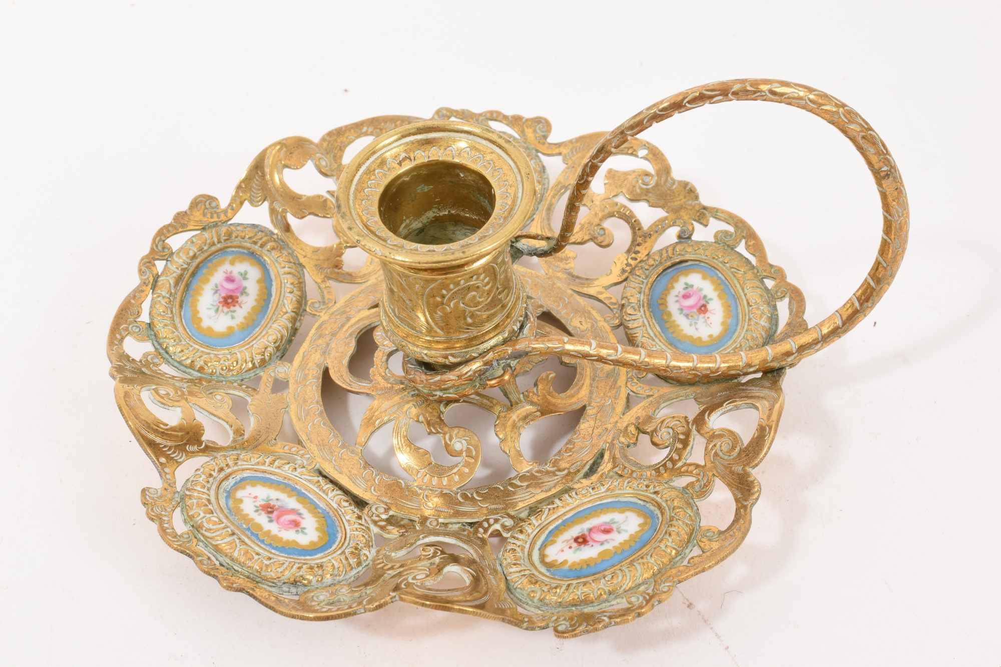 Lot 737 - 19th century French brass chamber stick and