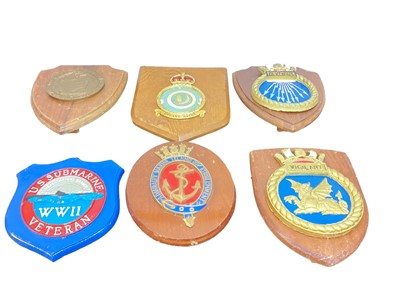 Lot 836 - Collection of various military related crests to include navy associations and ships (1 box).