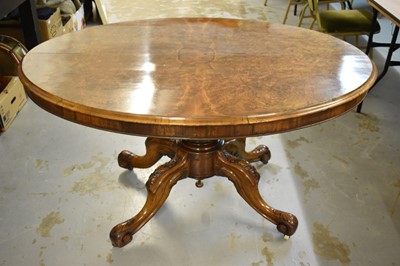 Lot 1281 - Victorian burr walnut oval loo table