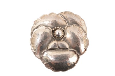 Lot 290 - Georg Jensen sterling silver pansy brooch, with marks and no.113 to reverse.