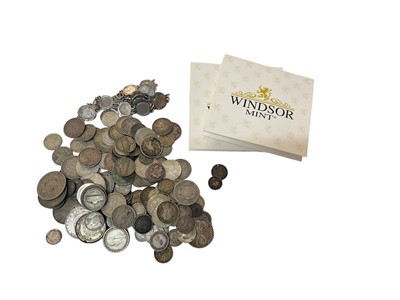 Lot 443 - World - Mixed coins to include Windsor Mint 14ct. gold .5gms coins x 2 (N.B. Total wt. 1gm) & silver issues (N.B. Total Wt. 616gms) (Qty)