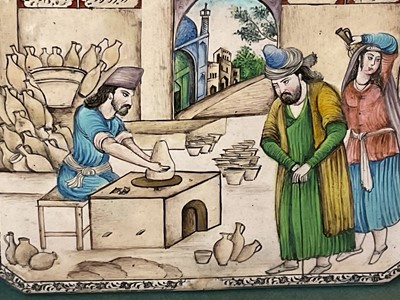 Lot 768 - Pair of antique Islamic enamel plaques with calligraphy