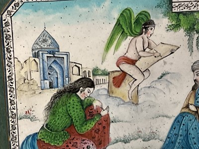 Lot 768 - Pair of antique Islamic enamel plaques with calligraphy