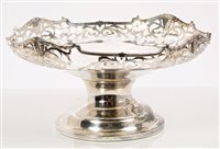 Lot 222 - 1920s Silverer pedestal dish of circular form,...