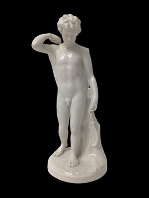 Lot 240 - Vienna blanc de chine porcelain figure of Cupid, underglaze blue mark