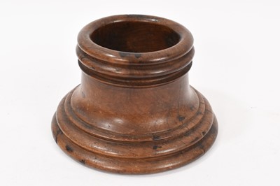 Lot 809 - Antique turned wood mortar, possibly 18th century walnut