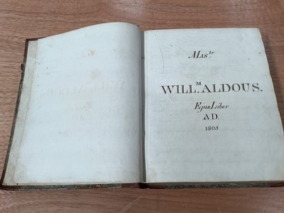 Lot 1462 - Early 19th century Land Surveying and book keeping, Vol. II, Master William Aldous, dated 1805