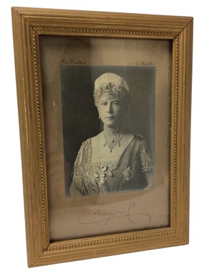 Lot 100 - H.M.Queen Mary, signed Royal  presentation portrait photograph dated 1939 in gilt frame