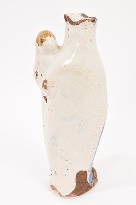 Lot 241 - Unusual antique majolica figure of the Madonna and child, probably 18th century, with open top, possibly for holy water