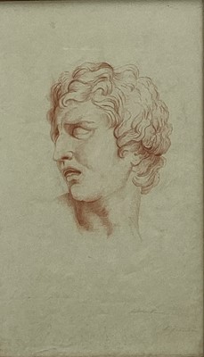 Lot 175 - Antique red chalk portrait of a man, indistinctly signed in pencil