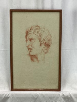 Lot 175 - Antique red chalk portrait of a man, indistinctly signed in pencil