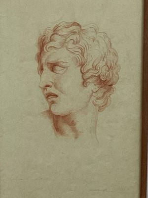 Lot 175 - Antique red chalk portrait of a man, indistinctly signed in pencil