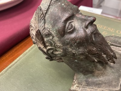 Lot 711 - Interesting Grand Tour or earlier bronze bust of a Roman Emperor, by repute dug up in Colchester