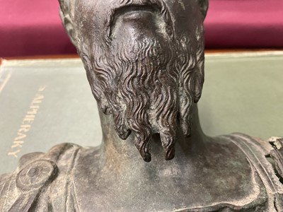 Lot 711 - Interesting Grand Tour or earlier bronze bust of a Roman Emperor, by repute dug up in Colchester