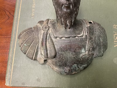 Lot 711 - Interesting Grand Tour or earlier bronze bust of a Roman Emperor, by repute dug up in Colchester