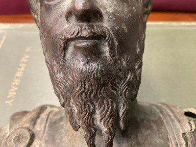 Lot 711 - Interesting Grand Tour or earlier bronze bust of a Roman Emperor, by repute dug up in Colchester