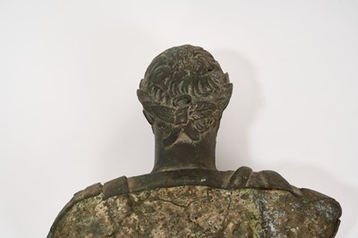 Lot 711 - Interesting Grand Tour or earlier bronze bust of a Roman Emperor, by repute dug up in Colchester