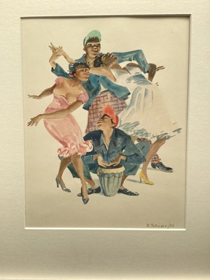 Lot 8 - D. Pullinger, 1956, watercolour - Caribbean Band, signed, mounted