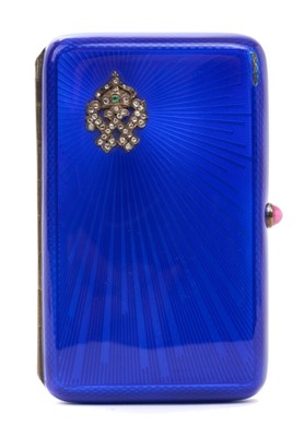 Lot 78 - H.I.M Kaiser Wilhelm II, fine presentation diamond set, silver gilt and blue guilloché enamel cigarette case